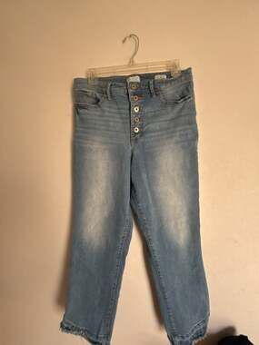 Sofia Jeans by Sofia Vergara Leslie Slim Straight Frayed Hem Jeans Sz 10